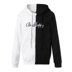Men's split colour block graphic hoodie with printed back design