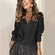 Women's ribbed V-neck sweater with front buttons and long sleeves
