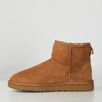 Women's mini ankle boots with round toes and textured soles