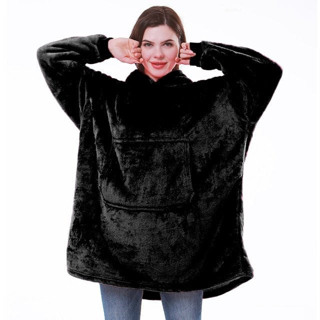 Women's oversized long hooded blanket hoodie with front pocket