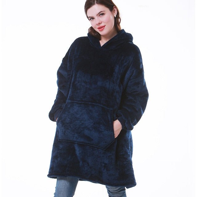 Women's oversized long hooded blanket hoodie with front pocket