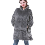 Women's oversized long hooded blanket hoodie with front pocket