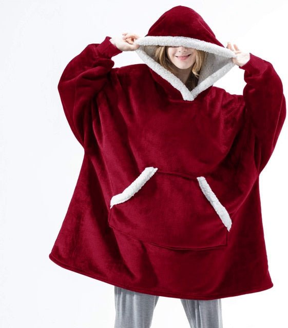 Women's oversized long hooded blanket hoodie with front pocket