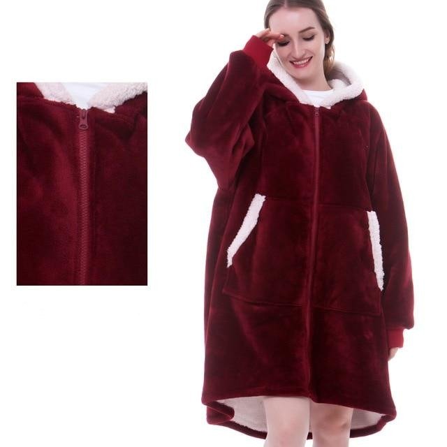 Women's oversized long hooded blanket hoodie with front pocket