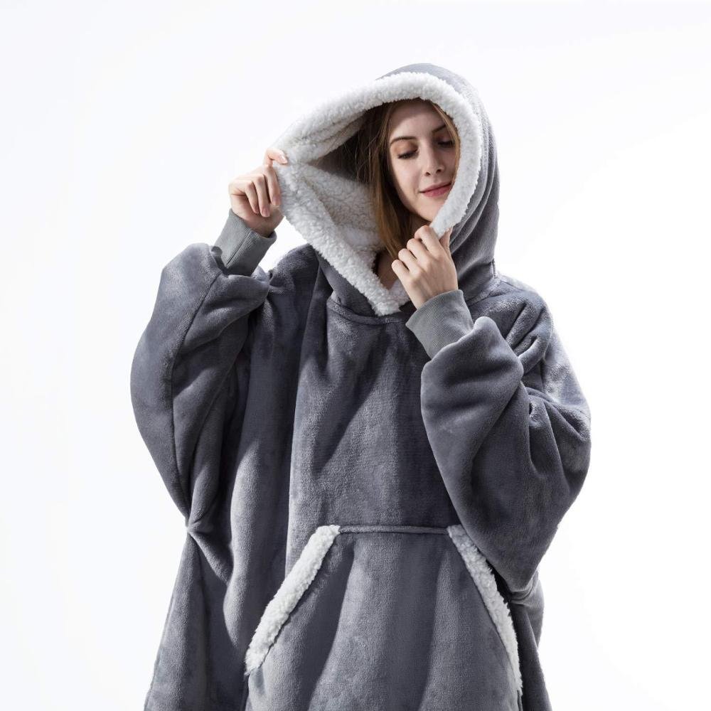 Women's oversized long hooded blanket hoodie with front pocket
