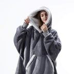 Women's oversized long hooded blanket hoodie with front pocket