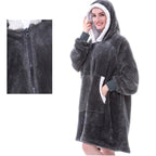 Women's oversized long hooded blanket hoodie with front pocket