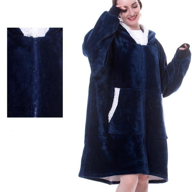 Women's oversized long hooded blanket hoodie with front pocket