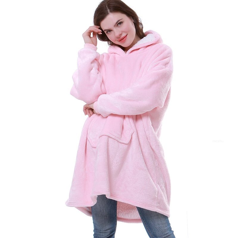 Women's oversized long hooded blanket hoodie with front pocket