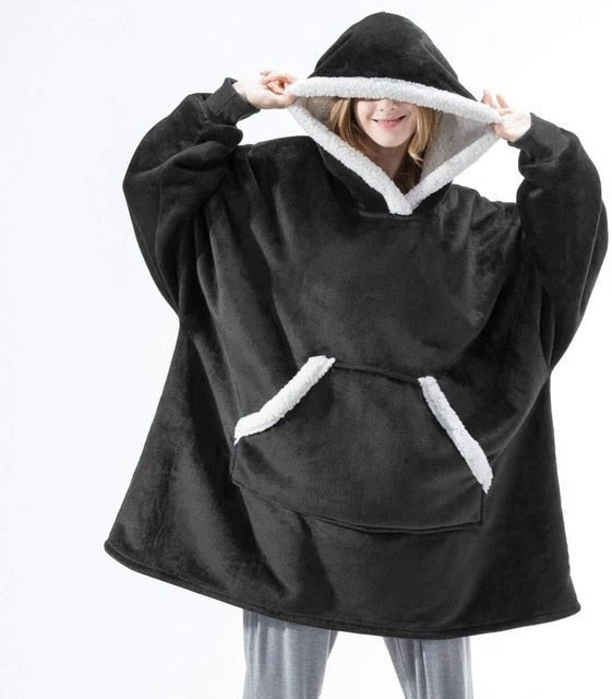 Women's oversized long hooded blanket hoodie with front pocket