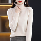 Women's turtleneck sweater with long sleeves and ribbed collar