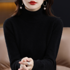 Women's turtleneck sweater with long sleeves and ribbed collar