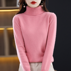 Women's turtleneck sweater with long sleeves and ribbed collar