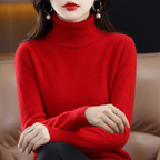 Women's turtleneck sweater with long sleeves and ribbed collar