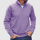 Men's solid quarter-zip mock neck sweater with long sleeves and ribbed trims