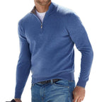 Men's quarter zip jumper with mock neck and long sleeves