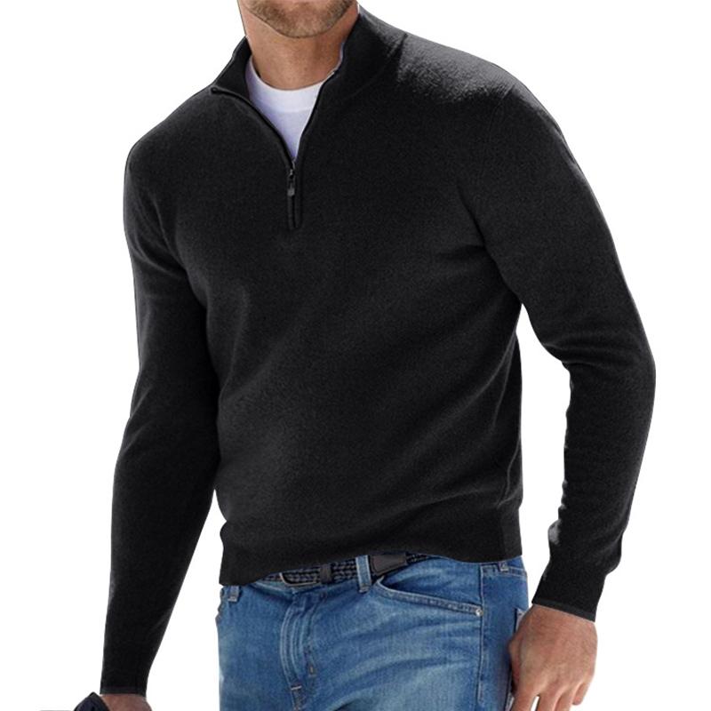 Men's quarter zip jumper with mock neck and long sleeves