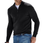 Men's quarter zip jumper with mock neck and long sleeves