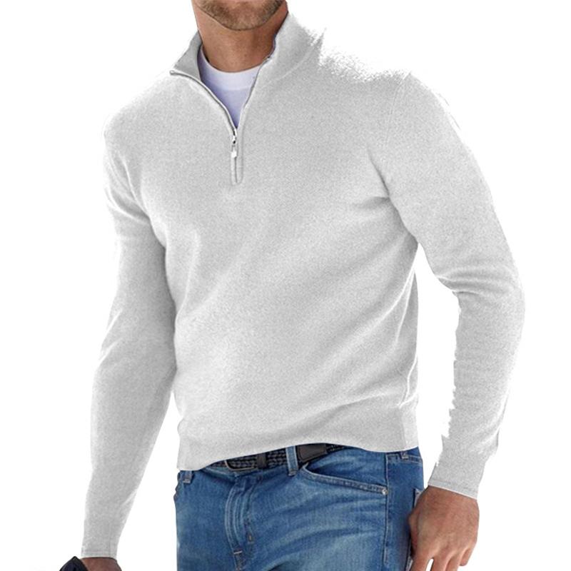Men's quarter zip jumper with mock neck and long sleeves