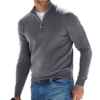 Men's quarter zip jumper with mock neck and long sleeves
