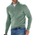 Men's quarter zip jumper with mock neck and long sleeves