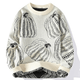 Unisex knitted sweater with repeated pumpkin motifs, crew neck and long sleeves