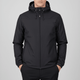 Men's hooded full-zip rain jacket with long sleeves and side pockets