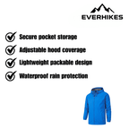Men's hooded full-zip rain jacket with long sleeves and side pockets