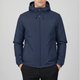 Men's hooded full-zip rain jacket with long sleeves and side pockets