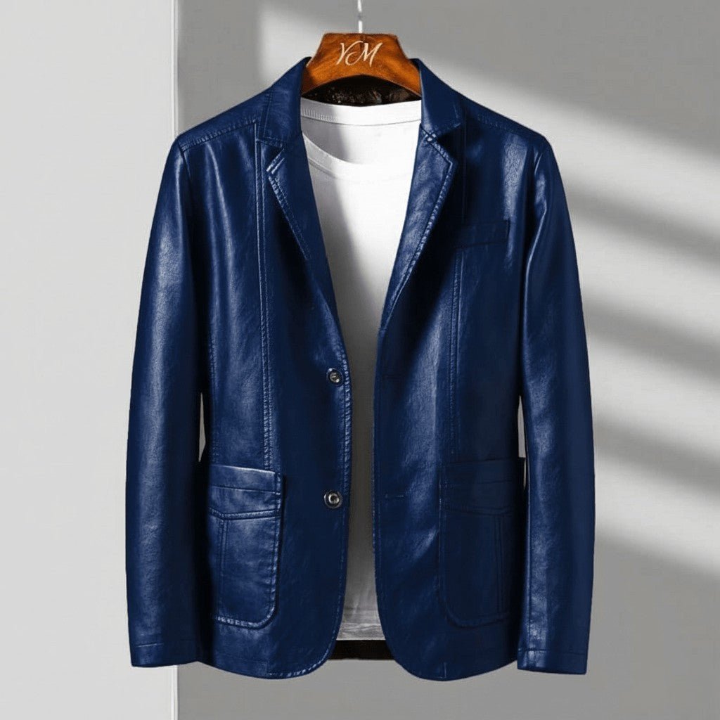 Men's single-breasted jacket with notched lapels and flap pockets