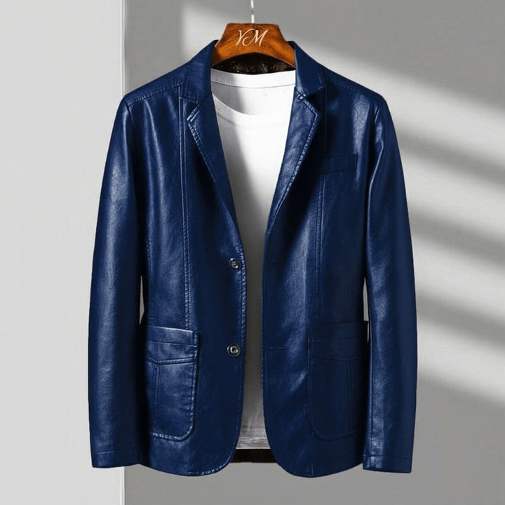 Men's single-breasted jacket with notched lapels and flap pockets