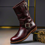 Slouch ankle boots with buckle straps and low heels