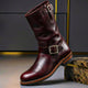 Slouch ankle boots with buckle straps and low heels