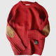 Men's crew neck jumper with contrast elbow patches