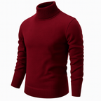 Men's ribbed turtleneck sweater with long sleeves and ribbed trims