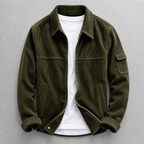 Men's corduroy jacket with zip front, pointed collar and sleeve pocket