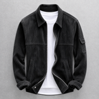 Men's corduroy jacket with zip front, pointed collar and sleeve pocket