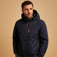 Men's hooded rain jacket with full zip, long sleeves and multiple zipped pockets