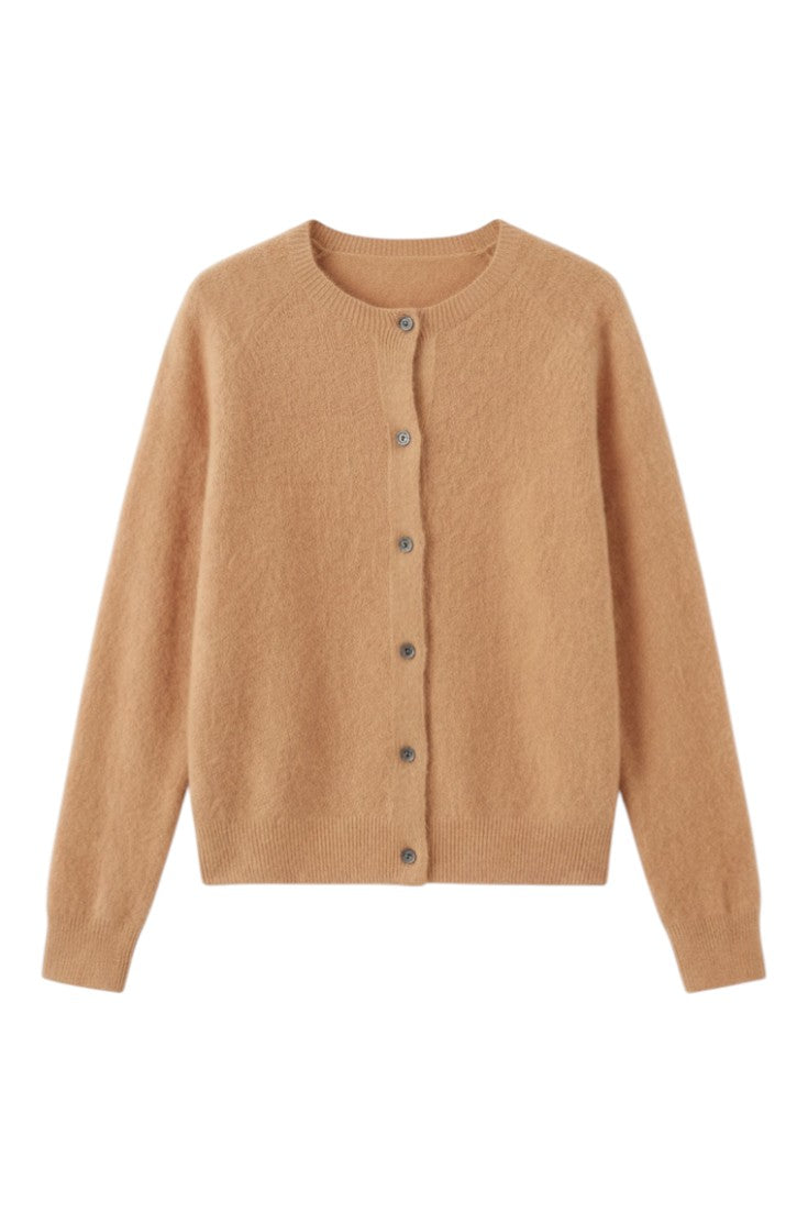 Women's round neck button front cardigan