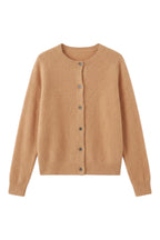 Women's round neck button front cardigan