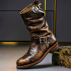 Slouch ankle boots with buckle straps and low heels