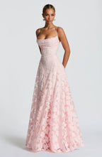 Women's floral textured maxi dress with square neckline and spaghetti straps