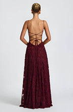 Women's floral textured maxi dress with square neckline and spaghetti straps