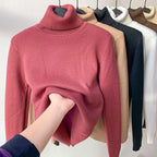 Women's long-sleeve fleece turtleneck sweatshirt in multiple colours