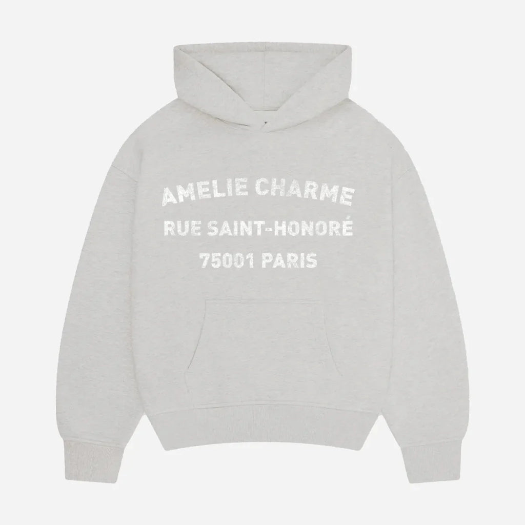 Unisex graphic hoodie with Paris text and kangaroo pocket