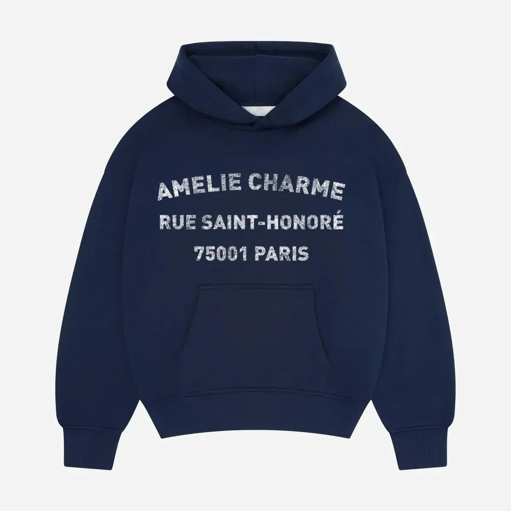 Unisex graphic hoodie with Paris text and kangaroo pocket