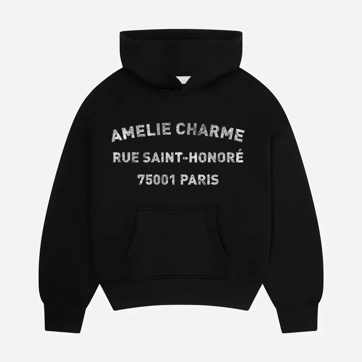Unisex graphic hoodie with Paris text and kangaroo pocket
