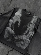 Dark graphic sweatshirt with contrasting front figure design