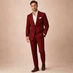 Men's two-piece single-breasted suit with notched lapels and tailored trousers