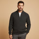 Men's ribbed half zip sweater with high neck and long sleeves